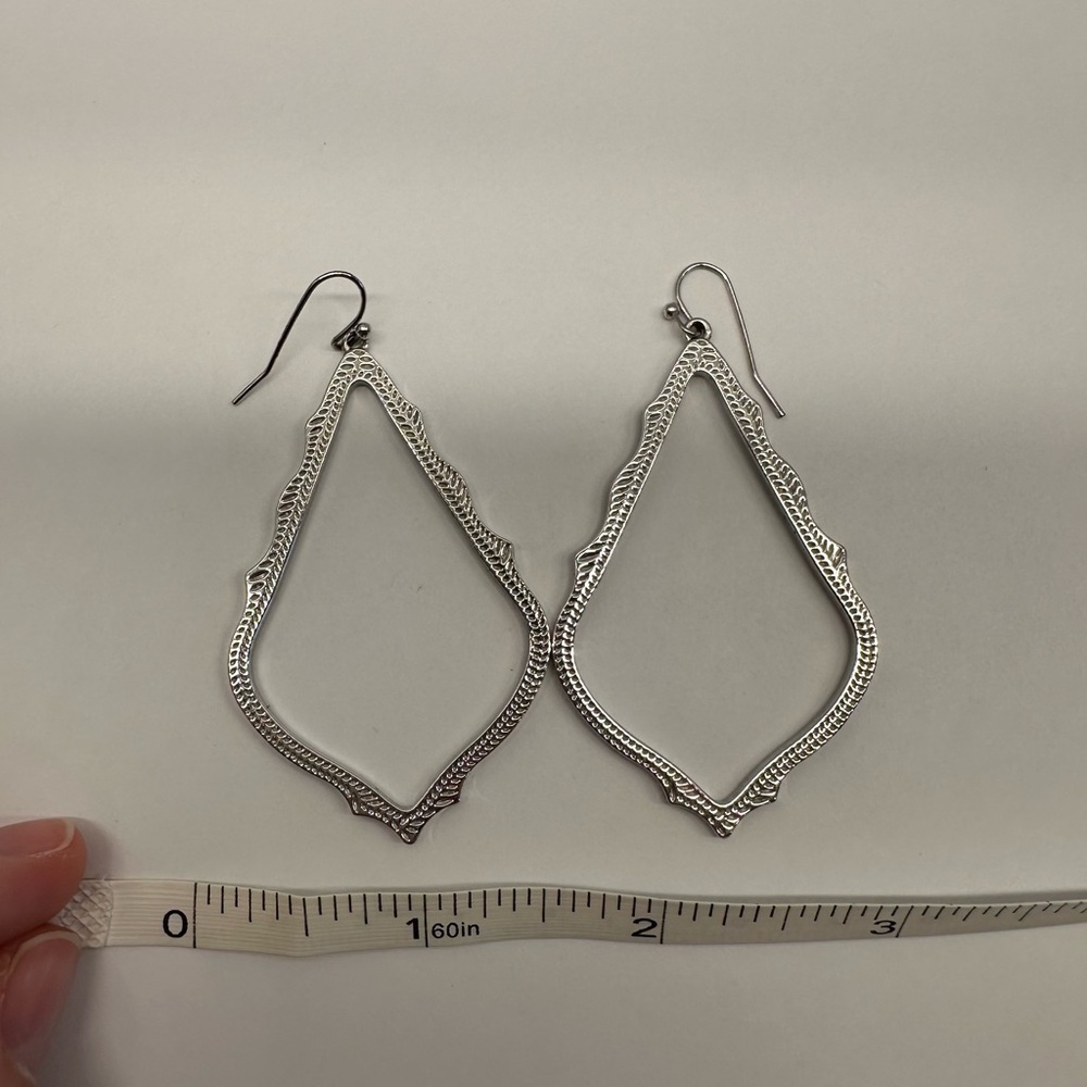 Kendra Scott Sophee Drop Earrings in Silver Hoops Tear Drop Marquise Triangle - Picture 9 of 9